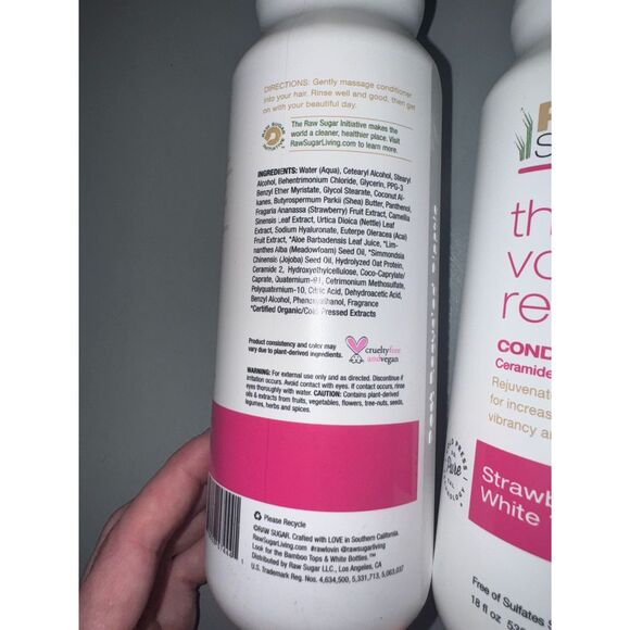 Raw Sugar Volume Revive Strawberry White Tea Conditioner 18 fl oz Set of 4 - Picture 5 of 6